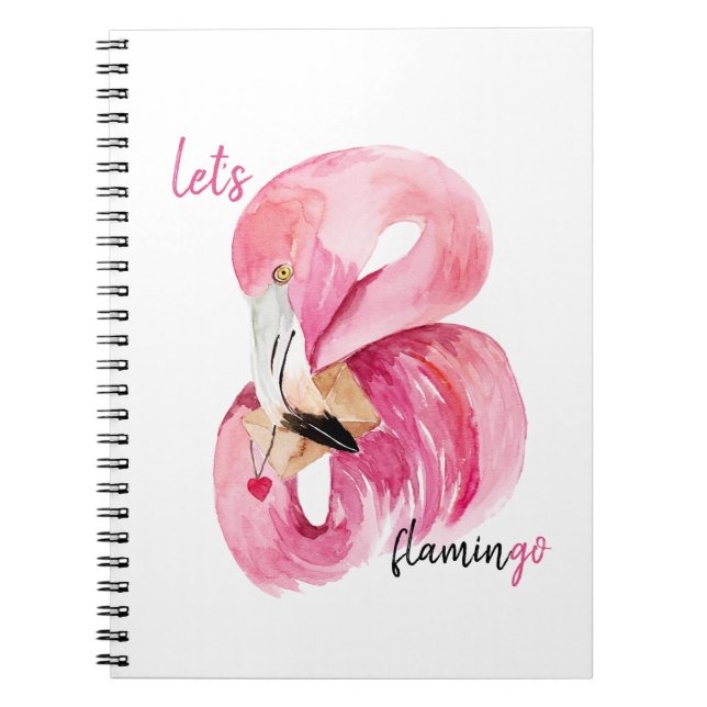 Carnet Rose exotique moderne Flamant rose Aquarelle (Devant)