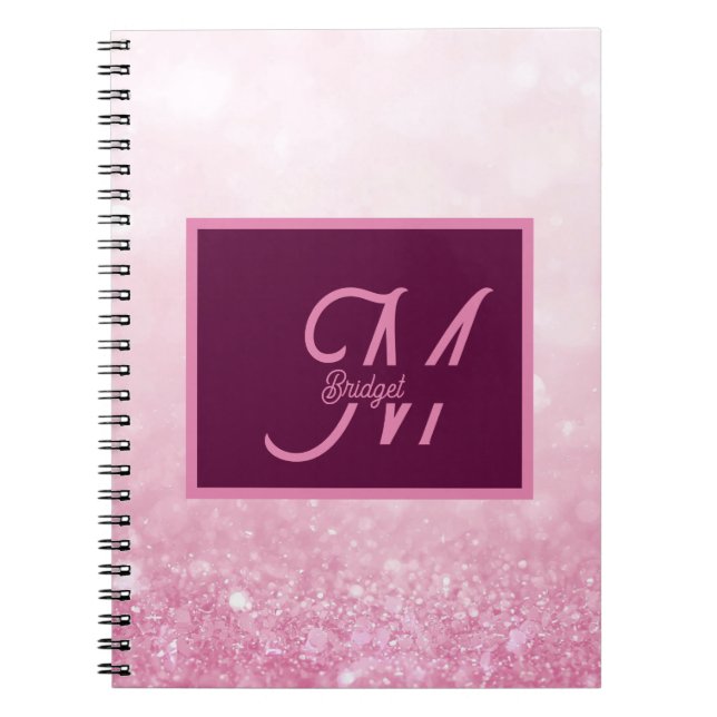 Carnet Rose Féminin Pailleté Abstrait Dégradé (Devant)