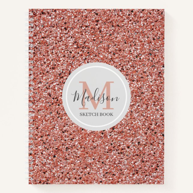 Carnet Rose fille Parties scintillant or Sketchbook Nom C (Devant)