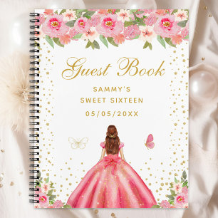 Carnet Rose Floral Brown cheveux Princesse Sweet sixteen
