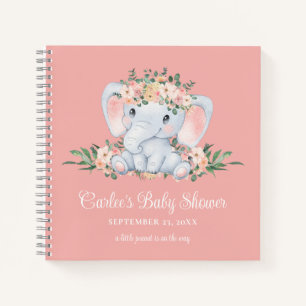 Carnet Rose Floral mignon Eléphant bébé Baby shower fille