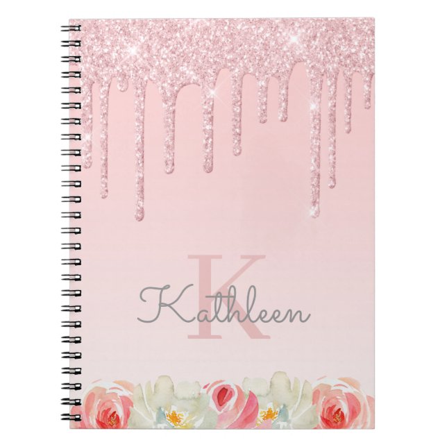 Carnet Rose Floral Parties scintillant or Drives Ombre Mo (Devant)