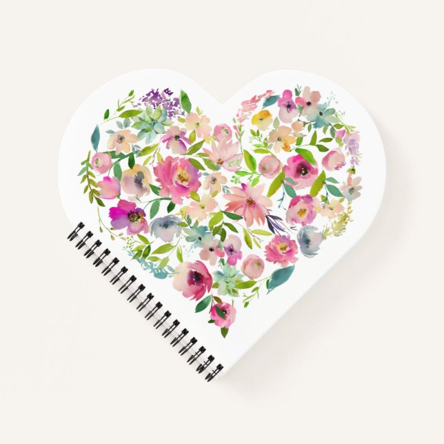 Carnet Rose Floral Sweet Heart Petites filles Amour (Devant)