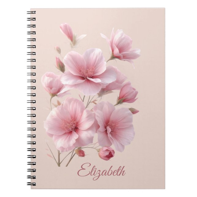 Carnet Rose Florale Élégante Personnalisée (Devant)
