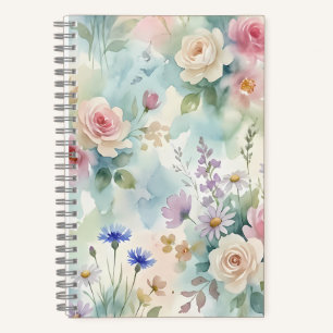 Carnet Rose Florale Rose Pâle