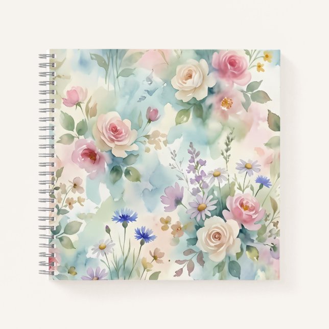 Carnet Rose Florale Rose Pastel (Devant)