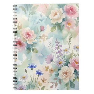 Carnet Rose Florale Rose Pastel