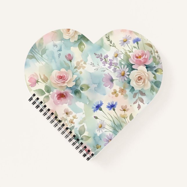 Carnet Rose Florale Rose Pastel (Devant)
