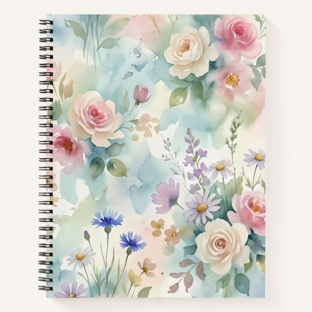 Carnet Rose Florale Rose Pastel (Devant)