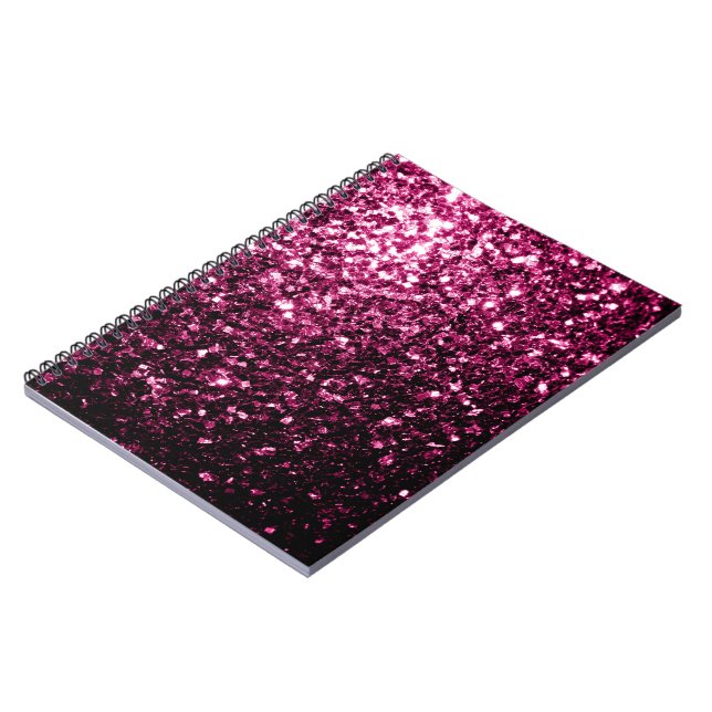 Carnet Rose foncé faux brillant paillettes scintille (Côté gauche)