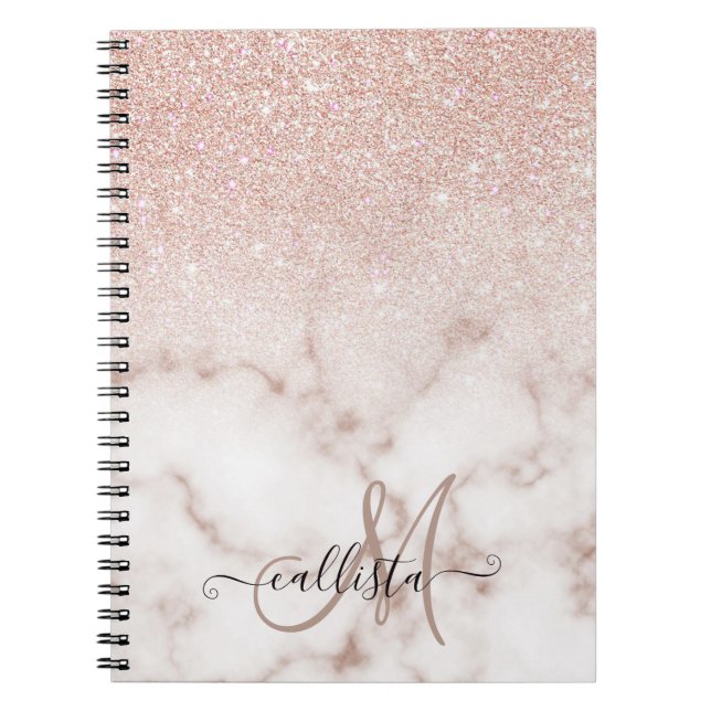 Carnet Rose glamour or blanc Parties scintillant marbre d (Devant)