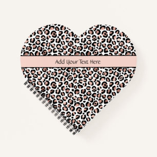 Carnet Rose Gold Black Empreinte de léopard Coeur chic te