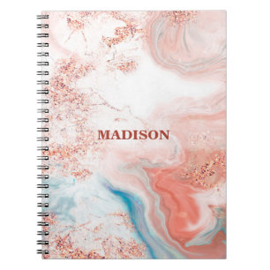 Carnet Rose Gold & Blue Marbled