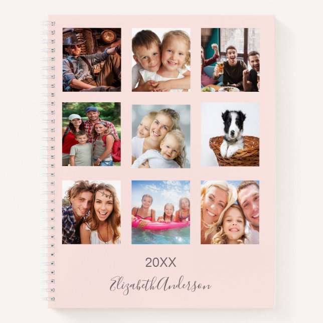 Carnet Rose gold blush photo collage monogramme (Devant)