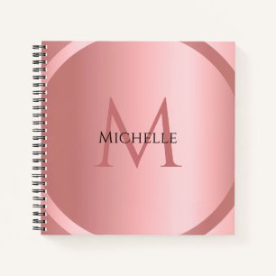 Carnet Rose Gold Custom Élégant Monogramme Moderne Modèle