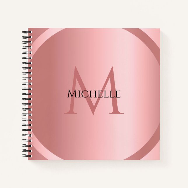 Carnet Rose Gold Custom Élégant Monogramme Moderne Modèle (Devant)