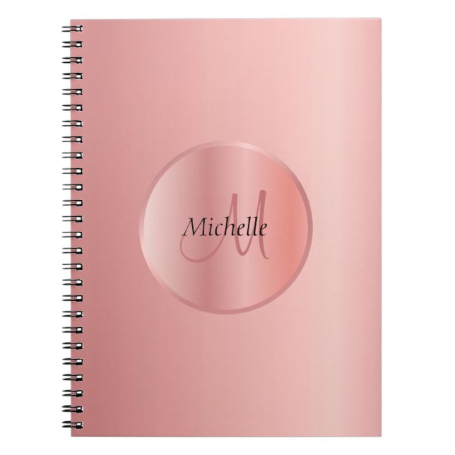Carnet Rose Gold Elegant Modèle Monogramme (Devant)