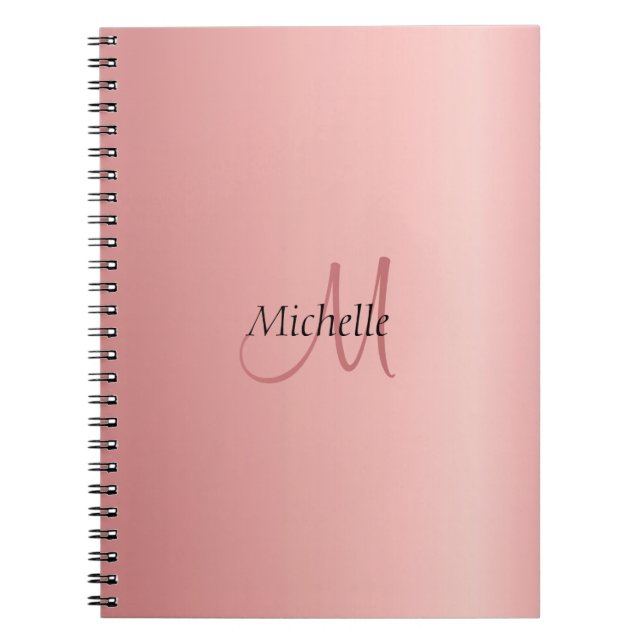Carnet Rose Gold Elegant Monogramme Modèle moderne (Devant)