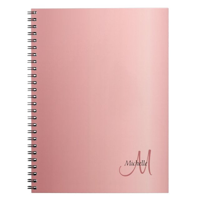 Carnet Rose Gold Elegant Monogramme Modèle moderne (Devant)
