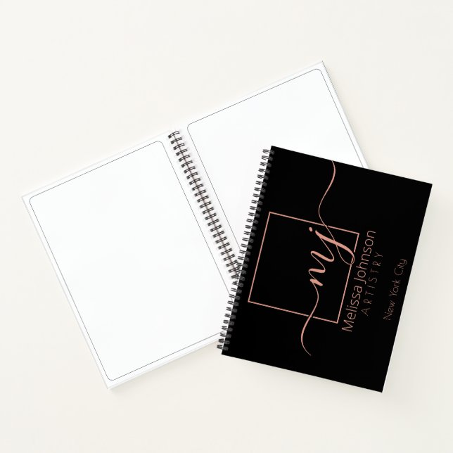 Carnet Rose Gold Élégant sur Fond Noir  (Intérieur)