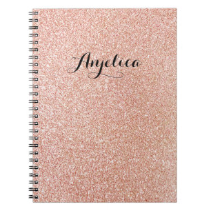 Carnet Rose Gold Faux Parties scintillant Nom de script p