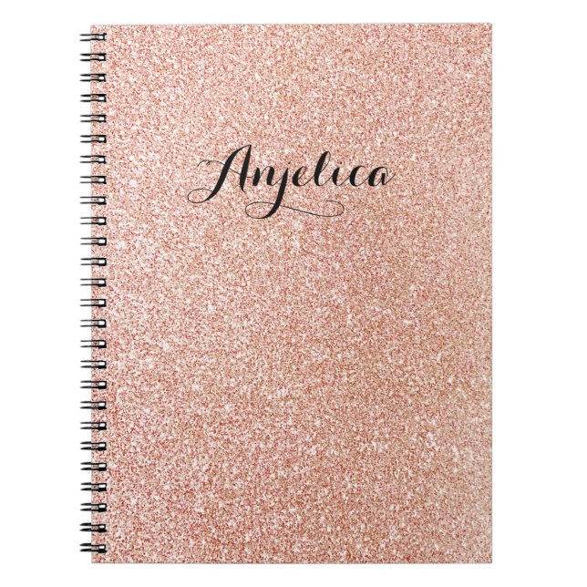 Carnet Rose Gold Faux Parties scintillant Nom de script p (Devant)