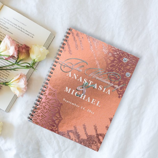 Carnet Rose Gold Foil Luxe Glam Élégant Mariage élégant (Créateur téléchargé)