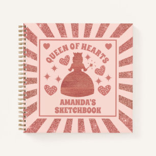 Carnet Rose Gold Glitter Queen Of Hearts Kids Sketchbook