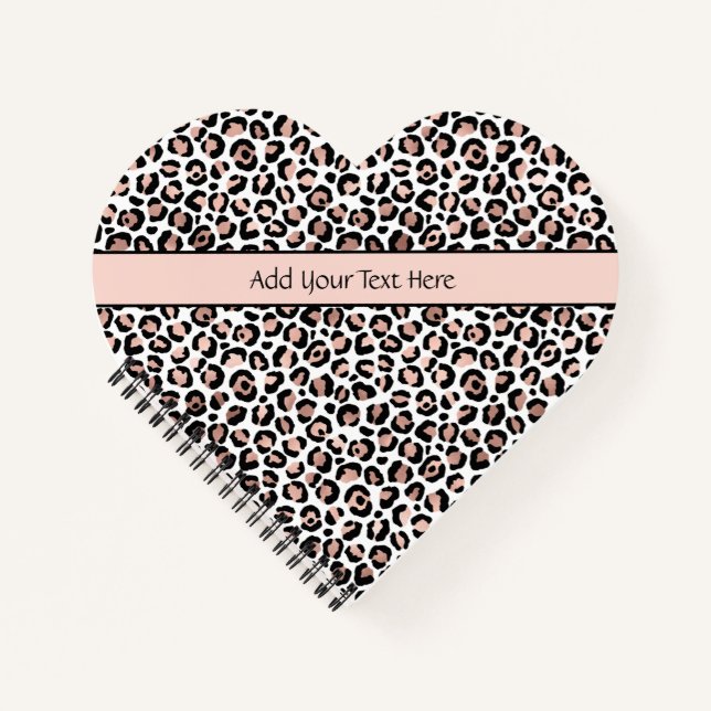 Carnet Rose Gold Imprimé Léopard Noir Tendance Chic cœur (Devant)