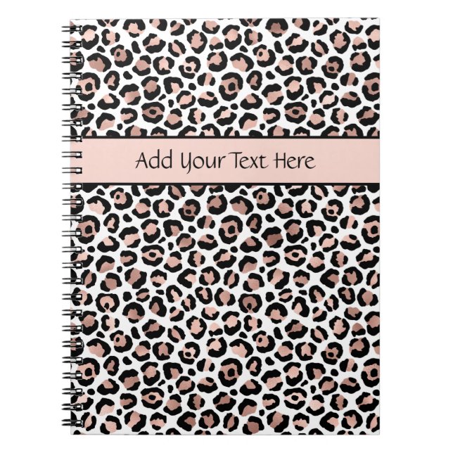 Carnet Rose Gold Imprimé Léopard Noir Tendance Chic Éléga (Devant)