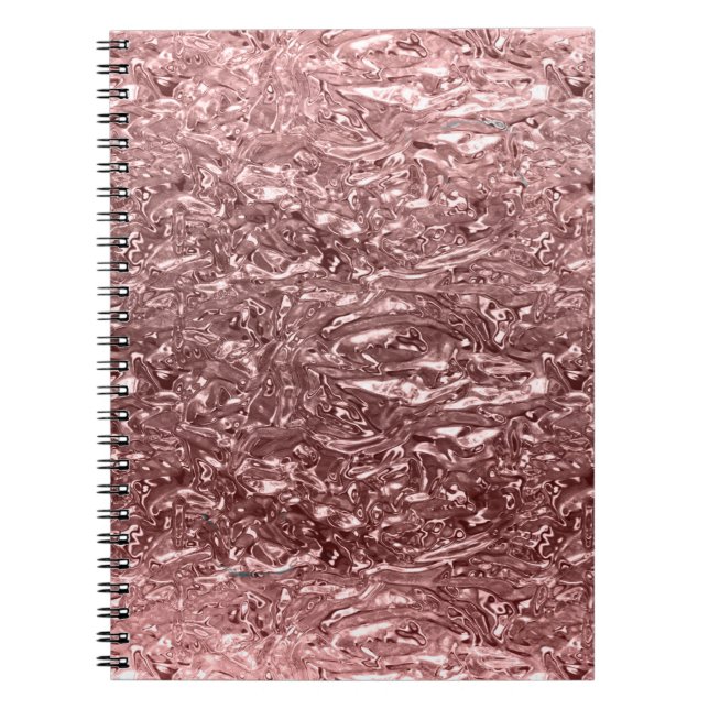 Carnet Rose Gold Liquid Chrome métal Chic Glam (Devant)