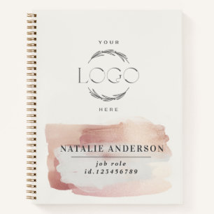 Carnet Rose gold moderne stylé logo fille rose pastel