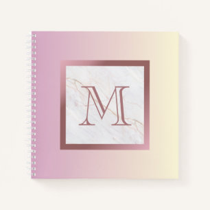 Carnet Rose Gold Monogrammé Marbre Rose Ombre Féminin