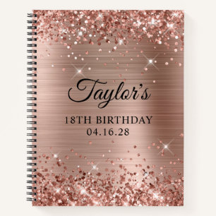 Carnet Rose Gold Pailleté Anniversaire 18 Ans