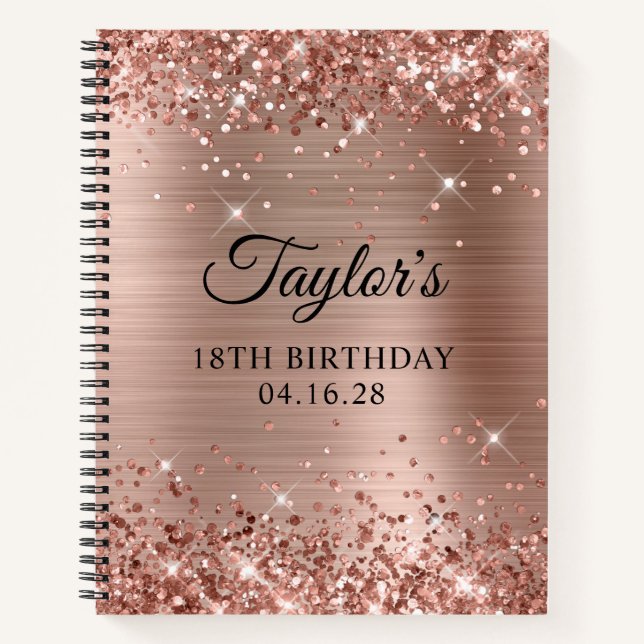 Carnet Rose Gold Pailleté Anniversaire 18 Ans (Devant)