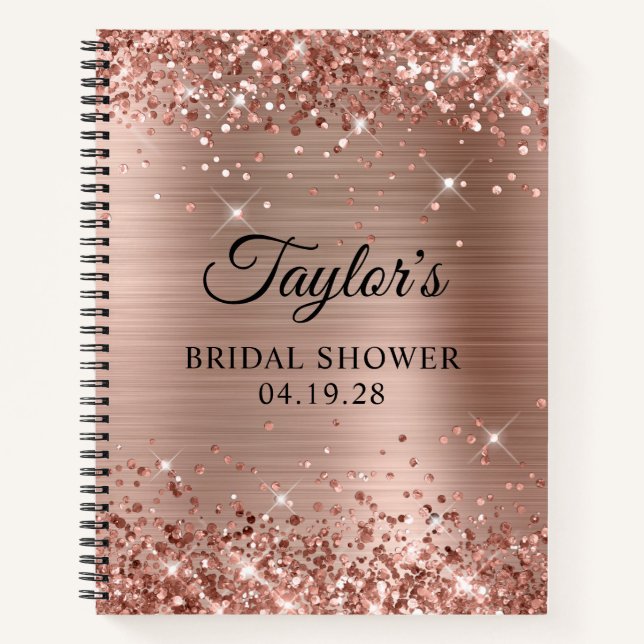 Carnet Rose Gold Pailleté Invité à la Fête de Mariage (Devant)