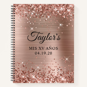 Carnet Rose Gold Pailleté Invité Mis XV Ans