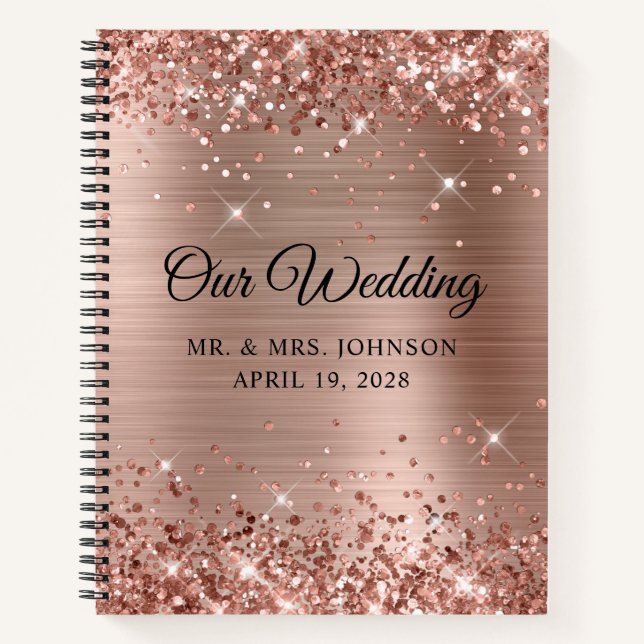 Carnet Rose Gold Pailleté Notre Invité de Mariage (Devant)