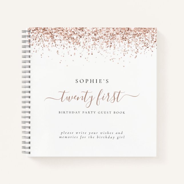 Carnet Rose Gold Parties scintillant 21ème anniversaire d (Devant)