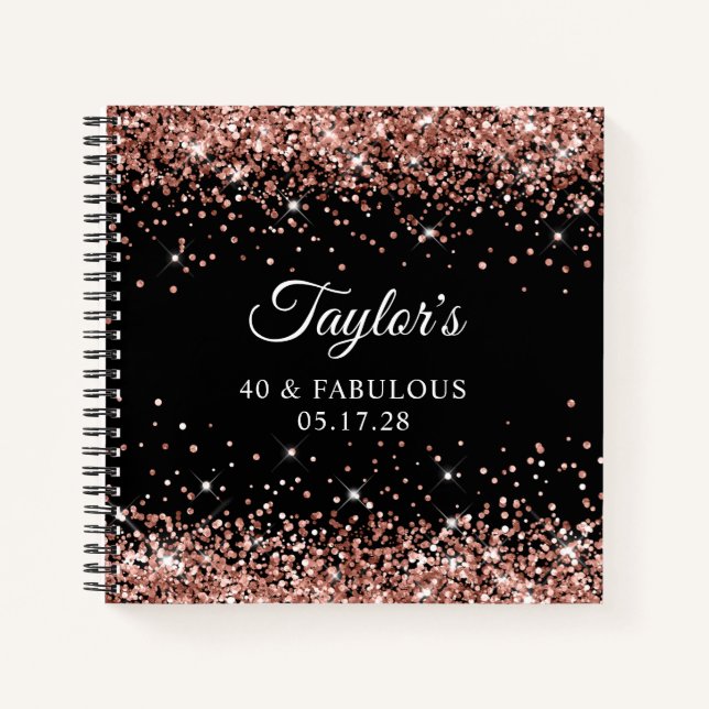 Carnet Rose Gold Parties scintillant Black 40 & Fabuleux  (Devant)