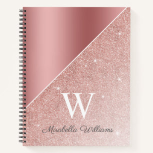 Carnet Rose Gold Parties scintillant Étincelle Fille Nom 