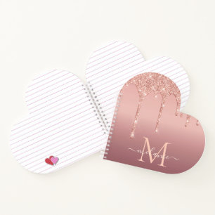 Carnet Rose Gold Parties scintillant Lettre personnalisée
