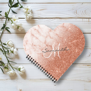 Carnet Rose Gold Parties scintillant Marbre Monogramme Co