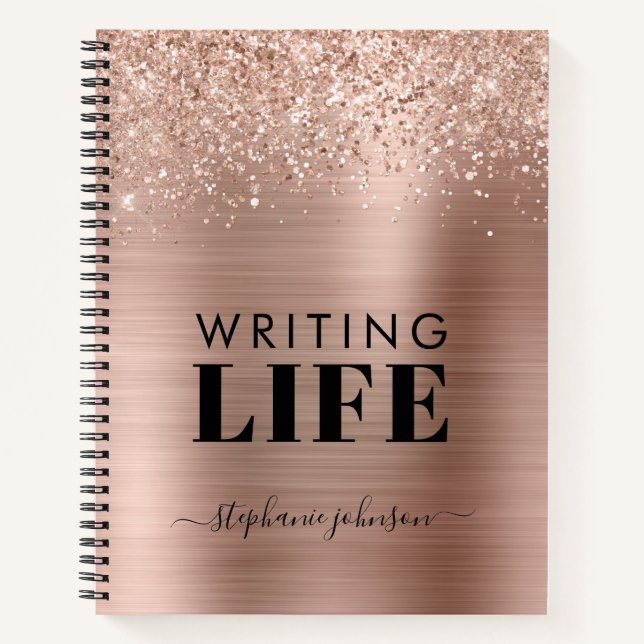 Carnet Rose Gold Parties scintillant Metallic Écrivains P (Devant)