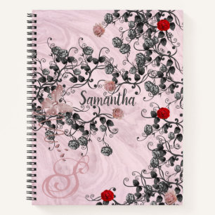 Carnet Rose Gold Parties scintillant Monogramme Nom du po