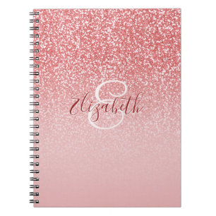 Carnet Rose Gold Parties scintillant Ombre Monogramme Per