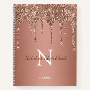 Carnet Rose Gold Parties scintillant Sparkle Drig Monogra