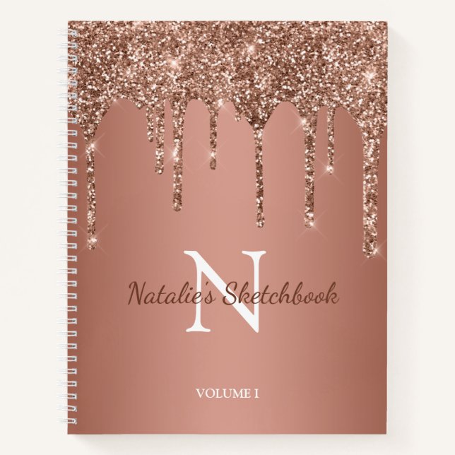 Carnet Rose Gold Parties scintillant Sparkle Drig Monogra (Devant)