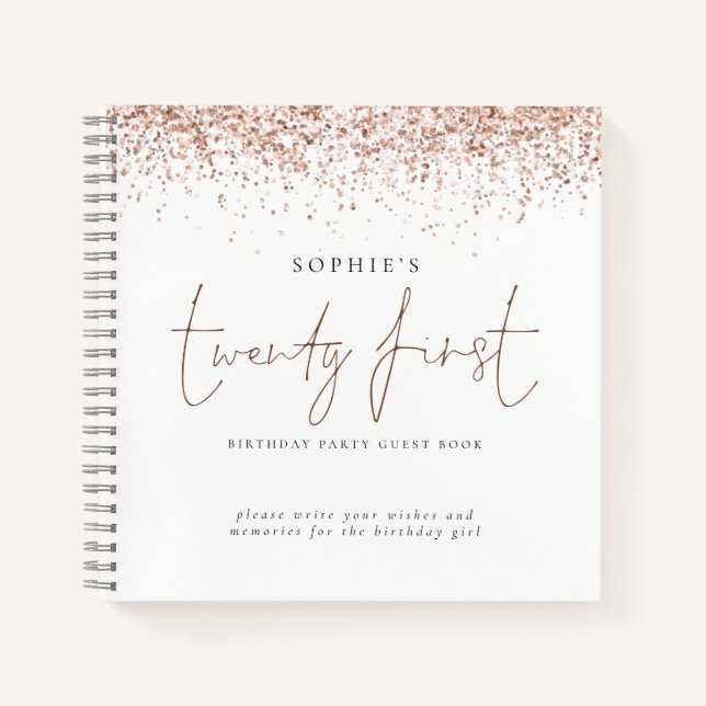 Carnet Rose Gold Parties scintillant Vingt-et-unième Anni (Devant)