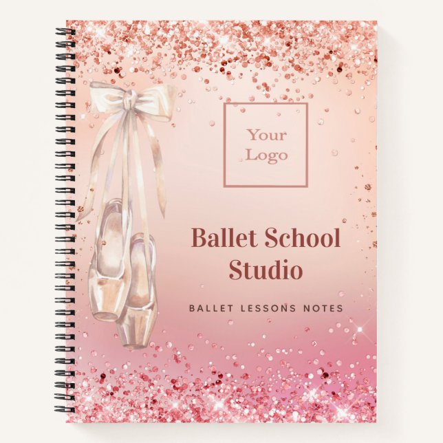 Carnet Rose gold pink glitter (Devant)